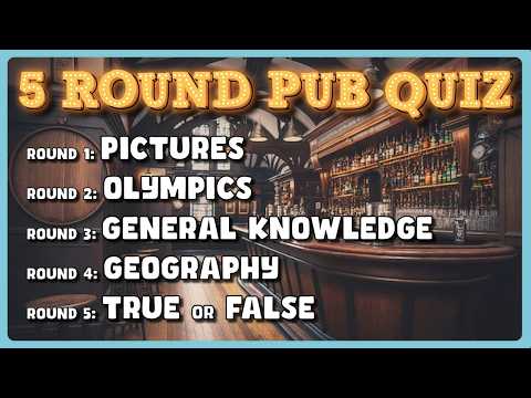 Virtual Pub Quiz: 5 Rounds 🏆 PLAY the Pub Quiz for a chance on Weekly LEADERBOARD!